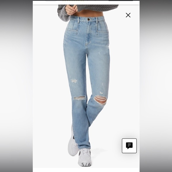 FAVORITE DAUGHTER NWT Jordie High Waist Distressed Straight Leg Jeans Size 24 - Picture 1 of 13